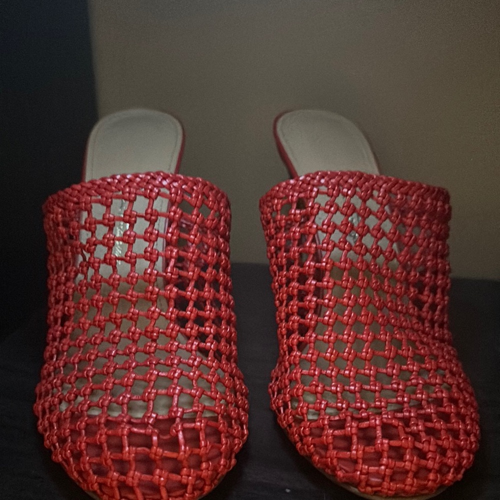 Red Woven Women's Mules
